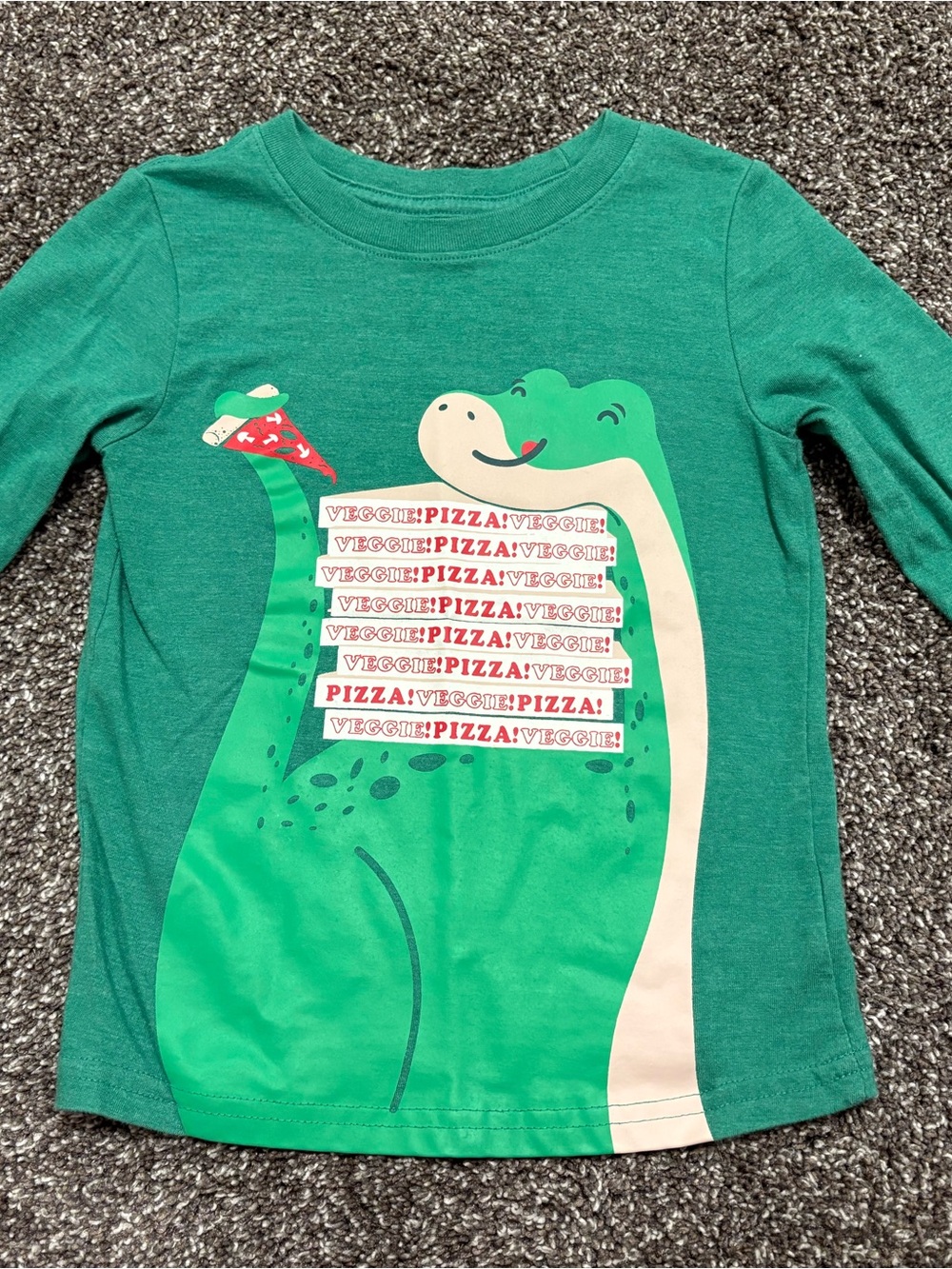 Cat & Jack Green Dino Pizza Graphic Long-Sleeve Tee for Kids